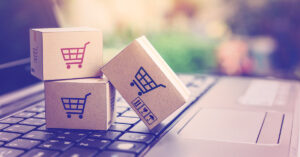 Add to cart packages on a laptop, online shopping concept
