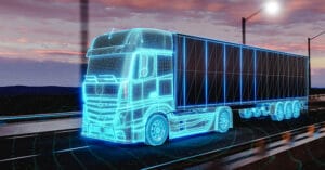 freight trucks in neon lights