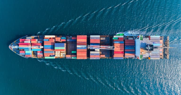 container ship sailing on open sea